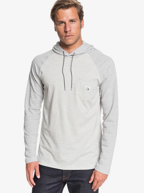 quiksilver, Michi Long Sleeve Hooded Top, LIGHT GREY HEATHER (sjsh) 0 Michi Long Sleeve Hooded Top Grey EQYKT03934 Quiksilver