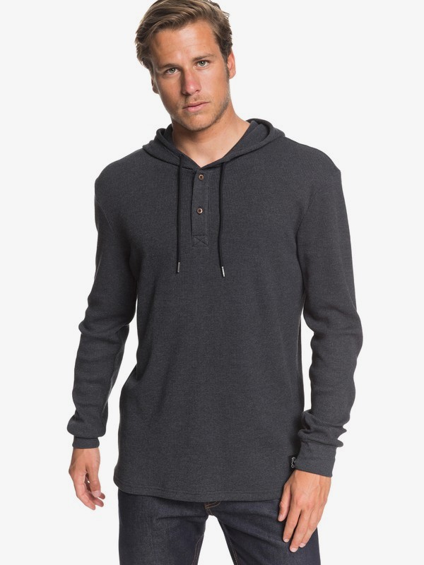 quiksilver, Rio Real Waffle Knit Long Sleeve Hooded Top, BLACK (kvj0) 0 Rio Real Waffle Knit Long Sleeve Hooded Top Black EQYKT03940 Quiksilver