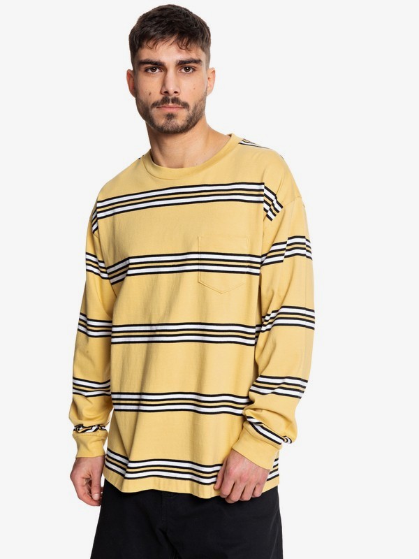 quiksilver, STM Long Sleeve Skate Tee, RATTAN STM STRIPE (yhp3) 0 STM Long Sleeve Skate Tee Yellow EQYKT03954 Quiksilver