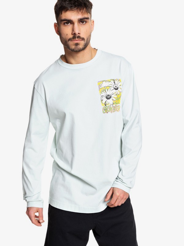 quiksilver, Positive Vibrations - Long Sleeve T-Shirt, SKY GRAY (bey0) 0 Positive Vibrations - Long Sleeve T-Shirt Blue EQYKT03955 Quiksilver