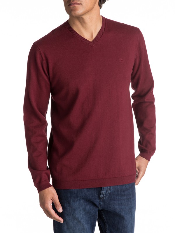 quiksilver, Everyday Kelvin - Sweat col V pour Homme, POMEGRANATE (rzg0) 0 Everyday Kelvin - Sweat col V pour Homme Rouge EQYSW03141 Quiksilver