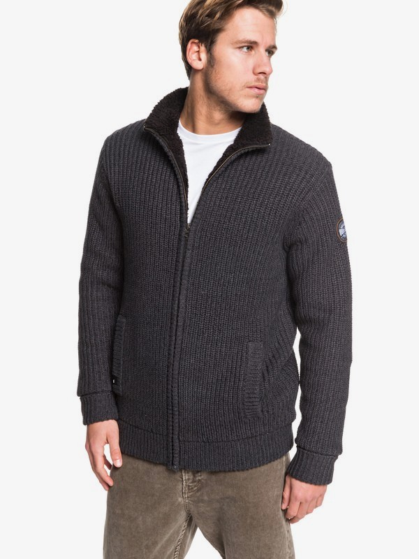 quiksilver, Boketto - Pull col montant zippé doublé en sherpa pour Homme, TARMAC HEATHER (ktah) 0 Boketto - Pull col montant zippé doublé en sherpa pour Homme Noir EQYSW03224 Quiksilver
