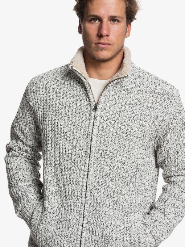 quiksilver, Boketto - Pull col montant zippé doublé en sherpa pour Homme, LIGHT GREY HEATHER (sjsh) 0 Boketto - Pull col montant zippé doublé en sherpa pour Homme Gris EQYSW03224 Quiksilver