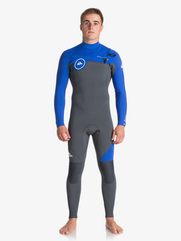 quiksilver, 3/2mm Syncro Series - Chest Zip GBS Wetsuit for Men, GUN METAL/ HV ROYAL/ WHITE (xkpw) 0 3/2mm Syncro Series - Chest Zip GBS Wetsuit for Men Black EQYW103038 Quiksilver