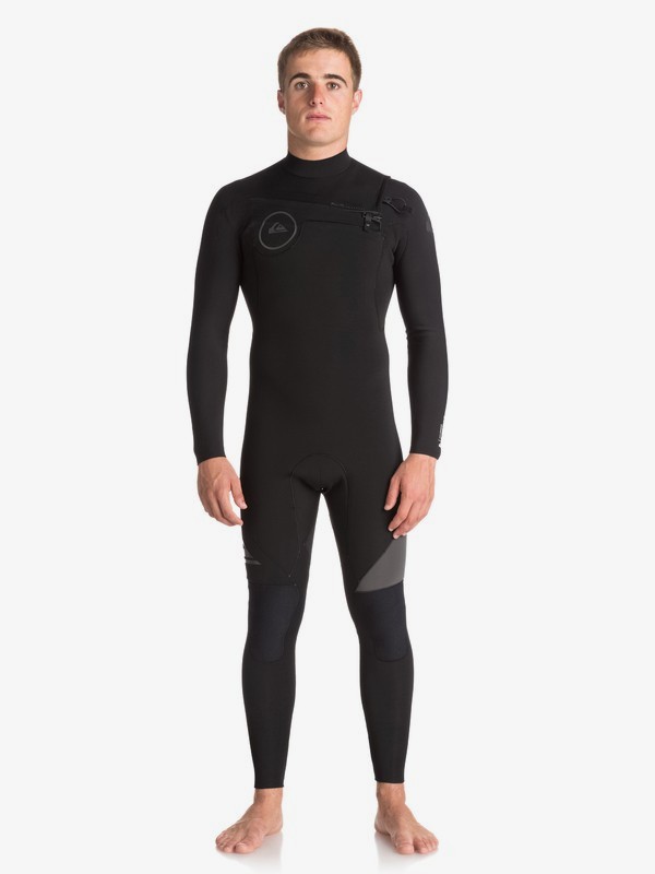 quiksilver, 4/3mm Syncro Series Chest Zip GBS Wetsuit, BLACK/ BLACK/ JET BLACK (xkkk) 0 4/3mm Syncro Series Chest Zip GBS Wetsuit Black EQYW103042 Quiksilver