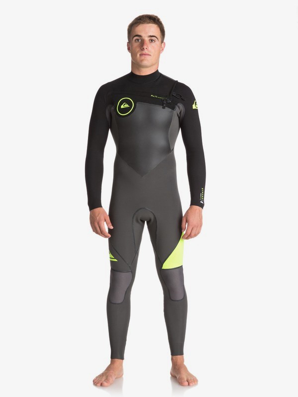 quiksilver, 4/3mm Syncro Plus Chest Zip Wetsuit, JET BLACK/ BLACK/ SAFETY YELLO (xkkg) 0 4/3mm Syncro Plus Chest Zip Wetsuit Black EQYW103044 Quiksilver