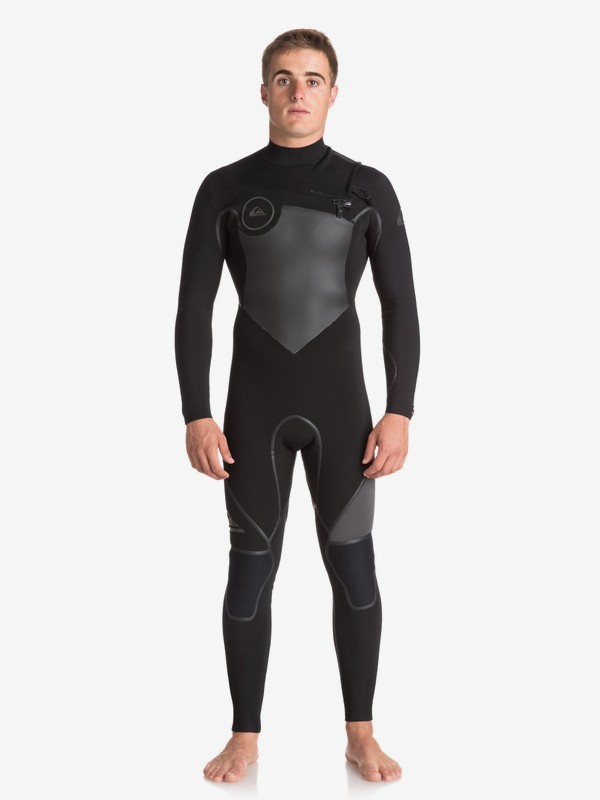 quiksilver, 4/3mm Syncro Plus - Traje de surf con cremallera en el pecho para Hombre, BLACK/ BLACK/ JET BLACK (xkkk) 0 4/3mm Syncro Plus - Traje de surf con cremallera en el pecho para Hombre Negro EQYW103044 Quiksilver