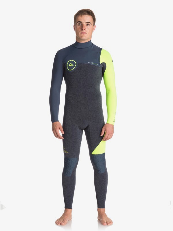 quiksilver, 4/3mm Highline Series - Combinaison sans zip pour Homme, HEATHER SLATE/ SLATE/ SAFETY Y (xkbg) 0 4/3mm Highline Series - Combinaison sans zip pour Homme EQYW103051 Quiksilver