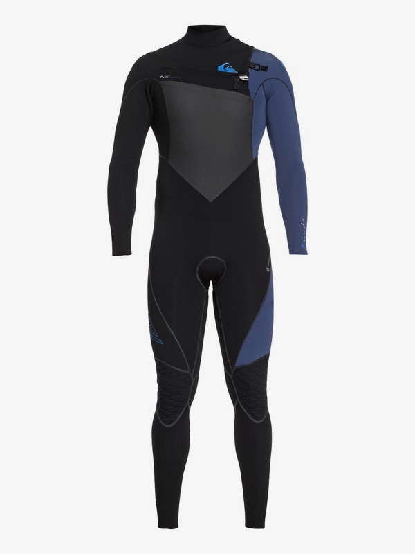 quiksilver, 3/2mm Highline Plus - Combinaison zip poitrine pour Homme, BLACK/IODINE BLUE (xkkb) 0 3/2mm Highline Plus - Combinaison zip poitrine pour Homme Noir EQYW103060 Quiksilver