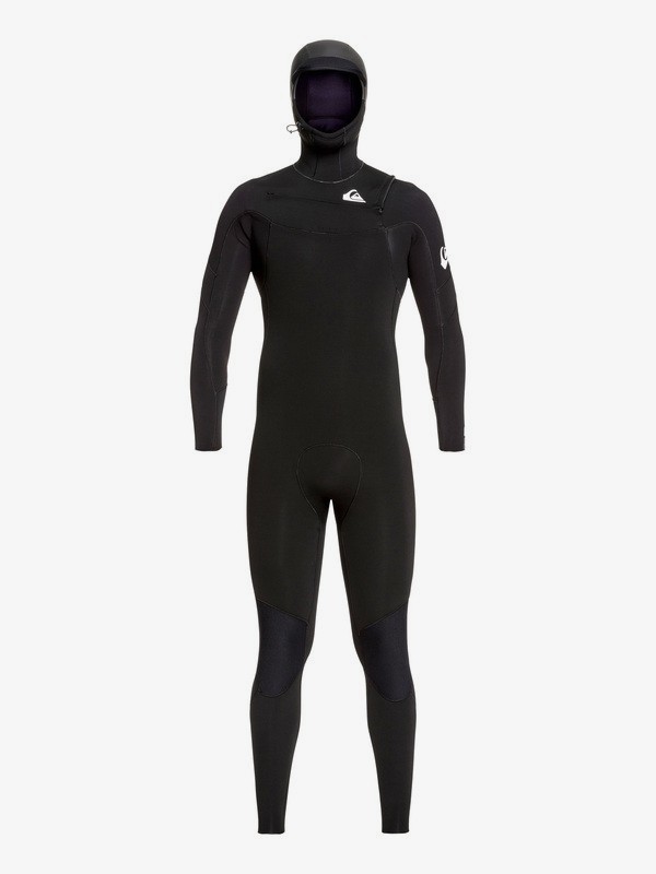 quiksilver, 5/4/3mm Syncro Hooded Chest Zip GBS Wetsuit, BLACK/WHITE (xkkw) 0 5/4/3mm Syncro Hooded Chest Zip GBS Wetsuit Black EQYW203014 Quiksilver