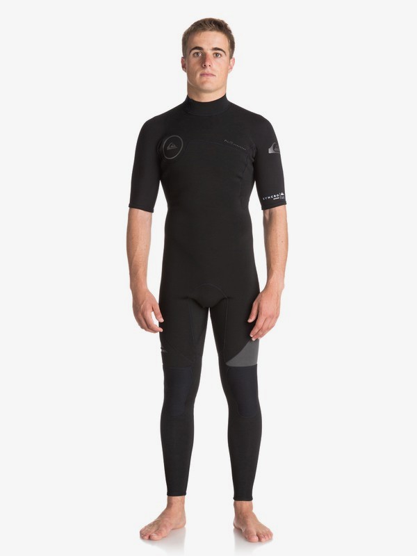 quiksilver, 2/2mm Syncro Series Short Sleeve Back Zip Flt Springsuit, BLACK/ BLACK/ JET BLACK (xkkk) 0 2/2mm Syncro Series Short Sleeve Back Zip Flt Springsuit Black EQYW303005 Quiksilver