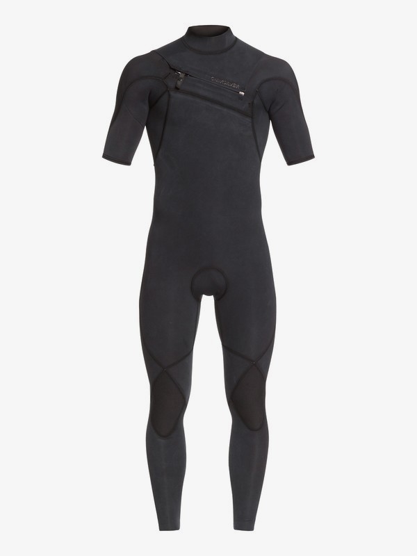 quiksilver, 2/2mm Highline Ltd Monochrome Short Sleeve Chest Zip Springsuit, BLACK (kvj0) 0 2/2mm Highline Ltd Monochrome Short Sleeve Chest Zip Springsuit Black EQYW303010 Quiksilver