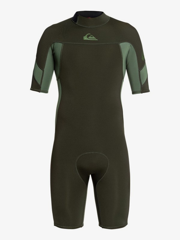 quiksilver, 2/2mm Syncro Short Sleeve Back Zip FLT Springsuit, DARK IVY/ SHADE OLIVE (xccg) 0 2/2mm Syncro Short Sleeve Back Zip FLT Springsuit Brown EQYW503013 Quiksilver
