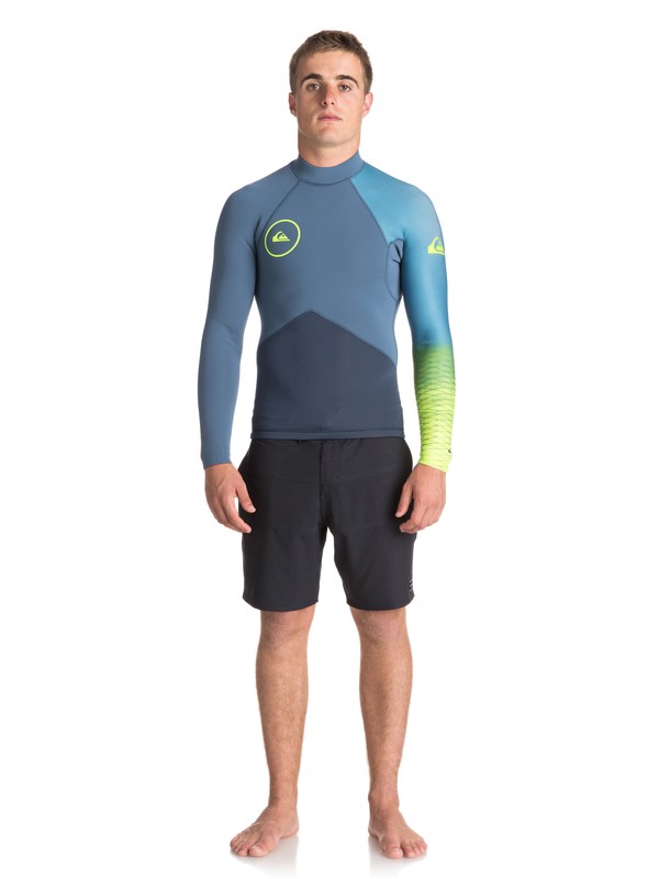 quiksilver, 2mm Highline Plus - Haut manches longues en néoprène pour Homme, SLATE/ PEWTER/ SAFETY YELLOW (xkbg) 0 2mm Highline Plus - Haut manches longues en néoprène pour Homme Noir EQYW803009 Quiksilver
