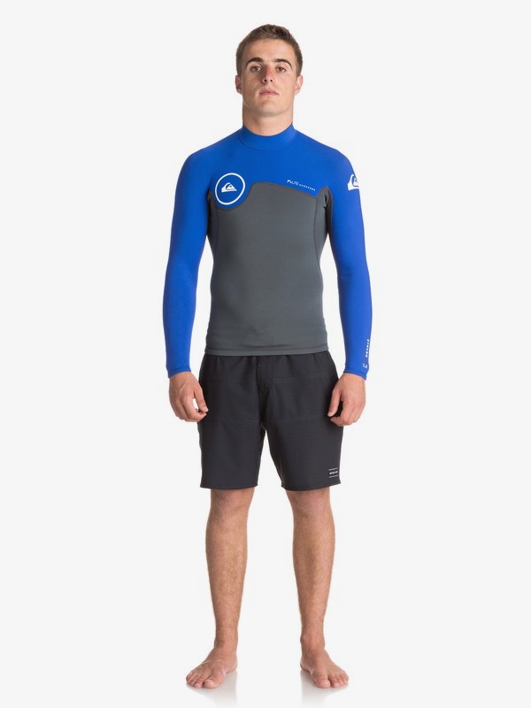quiksilver, 1.5mm Syncro Series 1/4 Back Zip FLT Wetsuit Top, GUN METAL/ HV ROYAL/ WHITE (xkpw) 0 1.5mm Syncro Series 1/4 Back Zip FLT Wetsuit Top Black EQYW803011 Quiksilver