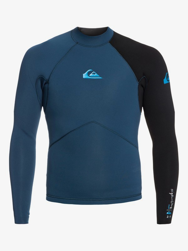 quiksilver, 2mm Highline Long Sleeve Wetsuit Top, BLACK/IODINE BLUE (xkkb) 0 2mm Highline Long Sleeve Wetsuit Top Black EQYW803017 Quiksilver