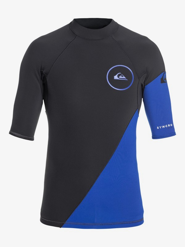 quiksilver, 1mm Syncro Series - Haut manches courtes en néoprène pour Homme, GRAPHITE/BLACK/DEEP CYANINE (xbkb) 0 1mm Syncro Series - Haut manches courtes en néoprène pour Homme Bleu EQYW903003 Quiksilver