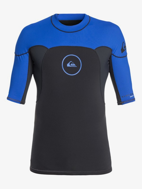 quiksilver, 1mm Syncro Series - Top de surf néoprène manches courtes pour Homme, GRAPHITE/BLACK/DEEP CYANINE (xbkb) 0 1mm Syncro Series - Top de surf néoprène manches courtes pour Homme Bleu EQYW903004 Quiksilver