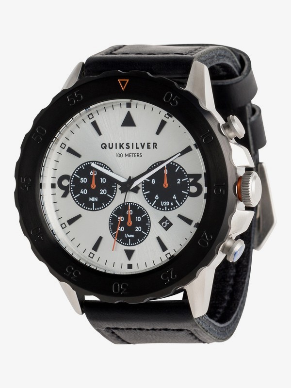 quiksilver, B-52 Chrono Leather - Analoge Uhr für Männer, SILVER (sja0) 0 B-52 Chrono Leather - Analoge Uhr für Männer Grau EQYWA03020 Quiksilver
