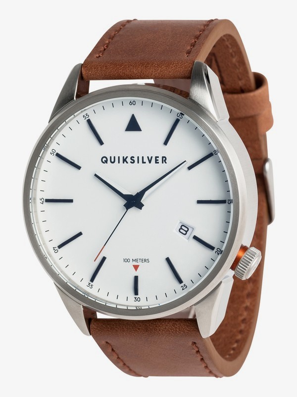 quiksilver, The Timebox Leather - Reloj Analógico para Hombre, SILVER (sja0) 0 The Timebox Leather - Reloj Analógico para Hombre Gris EQYWA03024 Quiksilver