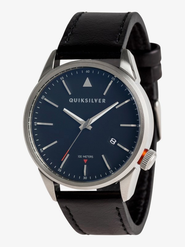 quiksilver, The Timebox 42 Leather - Analoge Uhr für Männer, SILVER/ BLACK/ BLACK (xskk) 0 The Timebox 42 Leather - Analoge Uhr für Männer Grau EQYWA03027 Quiksilver