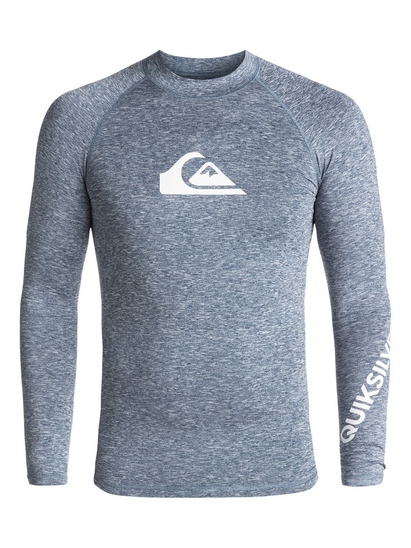 quiksilver, All Time Long Sleeve UPF 50 Rash Guard, DARK DENIM HEATHER (brqh) 0 All Time Long Sleeve UPF 50 Rash Guard EQYWR03034 Quiksilver