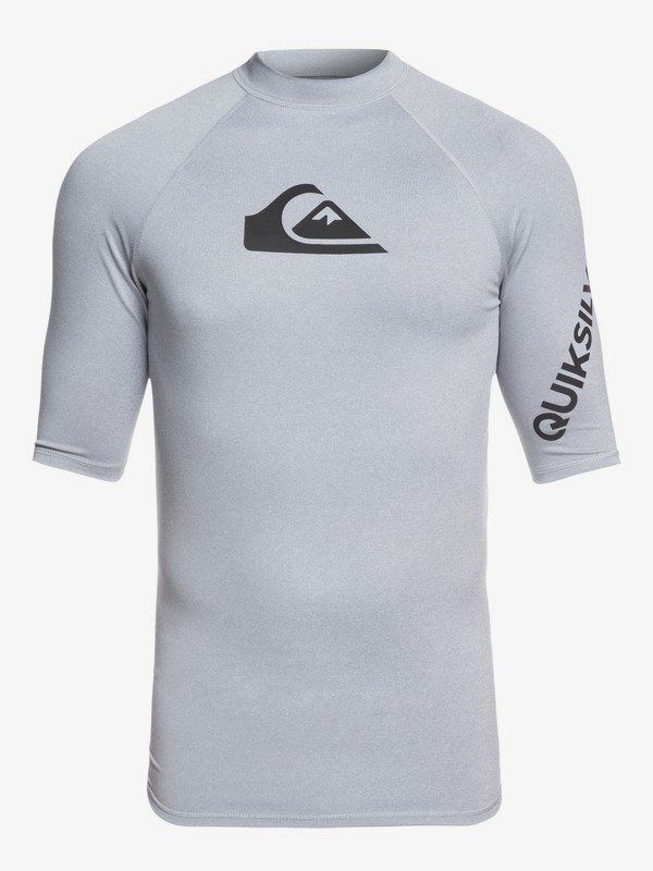 quiksilver, All Time Short Sleeve UPF 50 Rashguard, LIGHT GREY HEATHER (sgrh) 0 All Time Short Sleeve UPF 50 Rashguard Grey EQYWR03136 Quiksilver