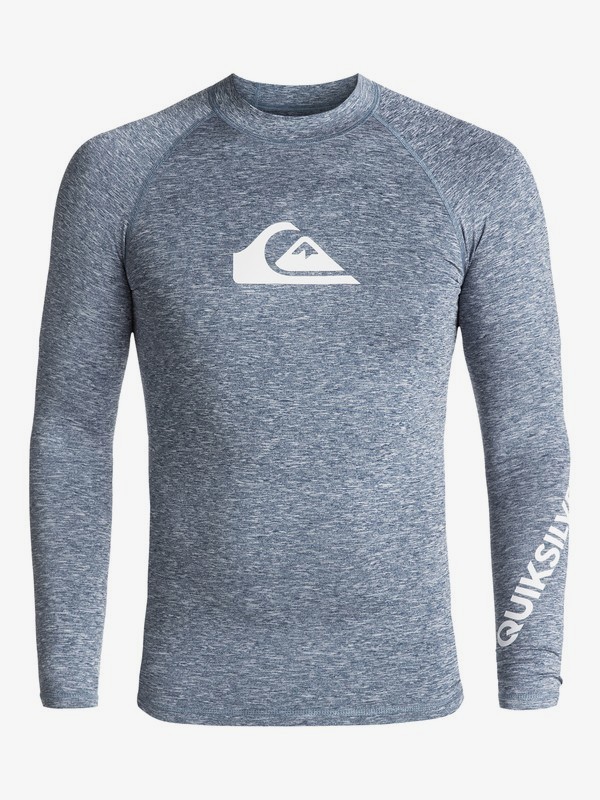 quiksilver, All Time Long Sleeve UPF 50 Rashguard, DARK DENIM HEATHER (brqh) 0 All Time Long Sleeve UPF 50 Rashguard Blue EQYWR03137 Quiksilver