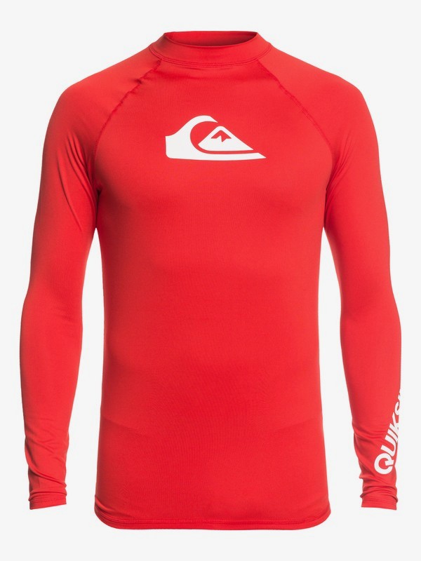 quiksilver, All Time Long Sleeve UPF 50 Rashguard, HIGH RISK RED (rqc0) 0 All Time Long Sleeve UPF 50 Rashguard Red EQYWR03137 Quiksilver