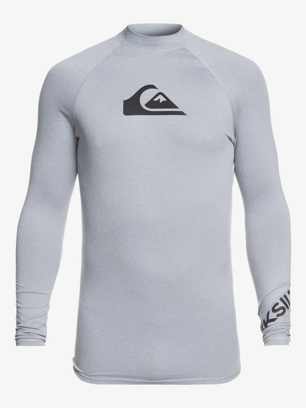 quiksilver, All Time Long Sleeve UPF 50 Rashguard, LIGHT GREY HEATHER (sgrh) 0 All Time Long Sleeve UPF 50 Rashguard Grey EQYWR03137 Quiksilver