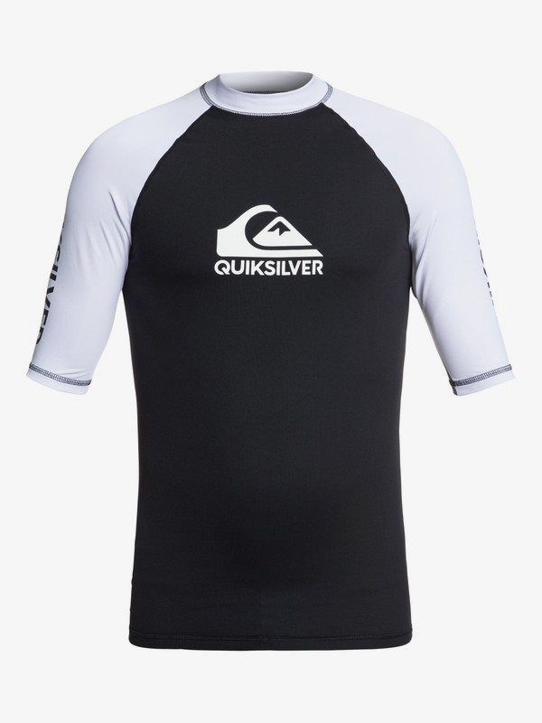 quiksilver, On Tour - Short Sleeve UPF 50 Rash Vest for Men, BLACK (kvj0) 0 On Tour - Short Sleeve UPF 50 Rash Vest for Men Black EQYWR03139 Quiksilver