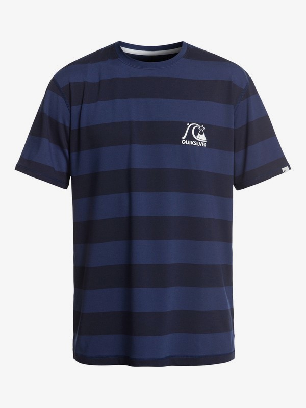 quiksilver, Stripe Sea - Short Sleeve UPF 50 Surf T-Shirt for Men, MEDIEVAL BLUE (bte0) 0 Stripe Sea - Short Sleeve UPF 50 Surf T-Shirt for Men Blue EQYWR03150 Quiksilver