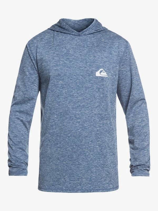 quiksilver, Dredge Long Sleeve UPF 50 Hooded Surf Tee, DARK DENIM HEATHER (brqh) 0 Dredge Long Sleeve UPF 50 Hooded Surf Tee Blue EQYWR03167 Quiksilver