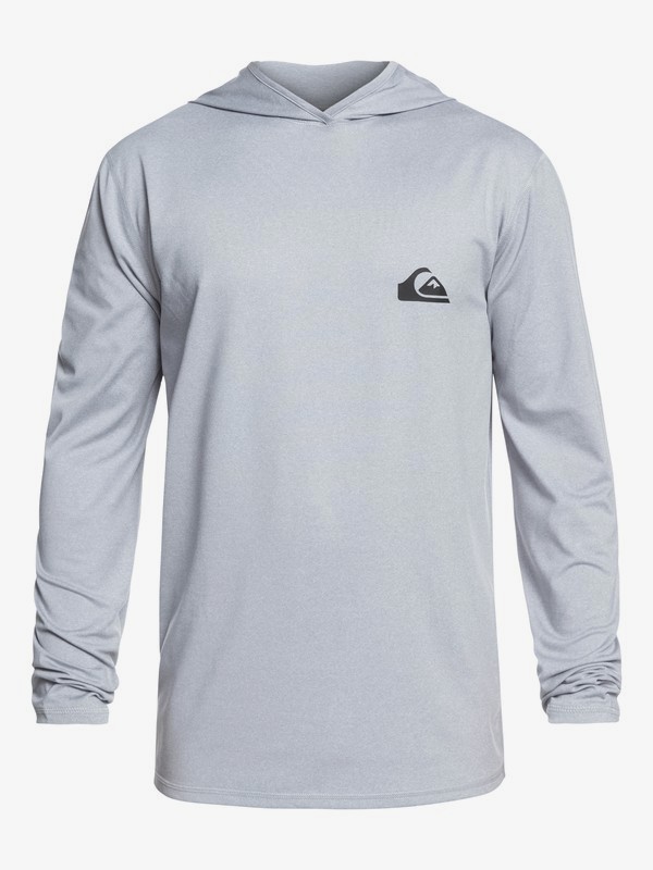 quiksilver, Dredge Long Sleeve UPF 50 Hooded Surf Tee, LIGHT GREY HEATHER (sgrh) 0 Dredge Long Sleeve UPF 50 Hooded Surf Tee Grey EQYWR03167 Quiksilver