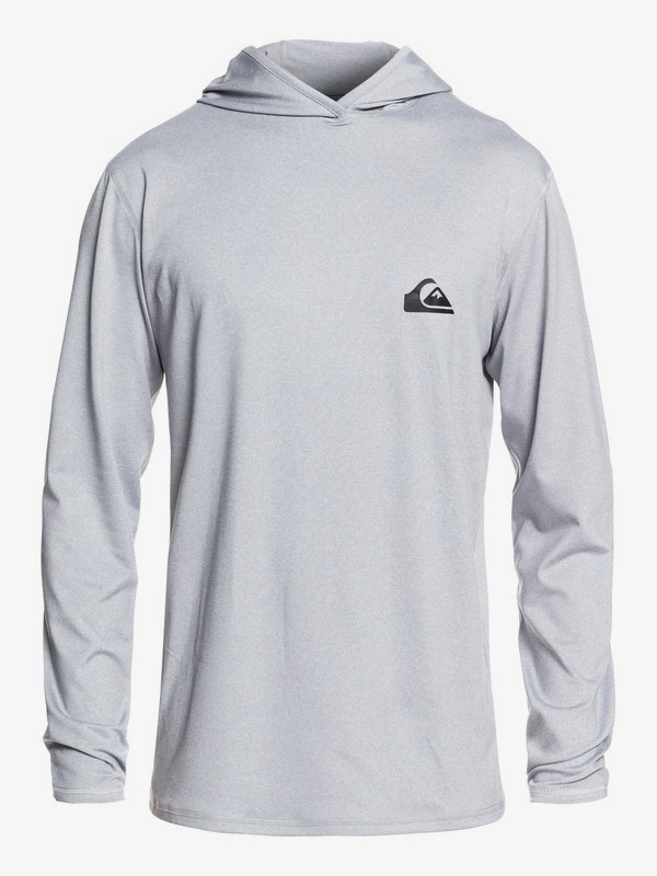 quiksilver, Dredge Hooded Long Sleeve UPF 50 Surf Tee, LIGHT GREY HEATHER (sgrh) 0 Dredge Hooded Long Sleeve UPF 50 Surf Tee Grey EQYWR03195 Quiksilver