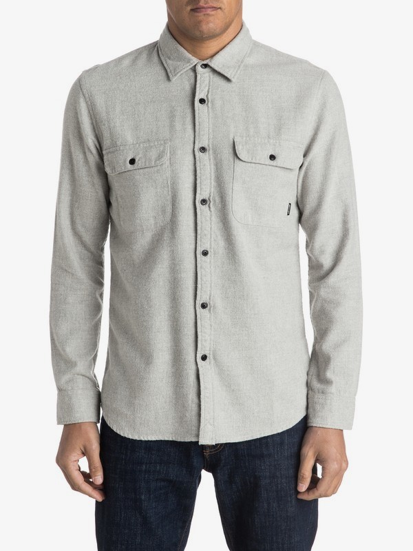 quiksilver, The Captaincy Flannel Long Sleeve Shirt, LIGHT GREY HEATHER (sgrh) 0 The Captaincy Flannel Long Sleeve Shirt EQYWT03362 Quiksilver