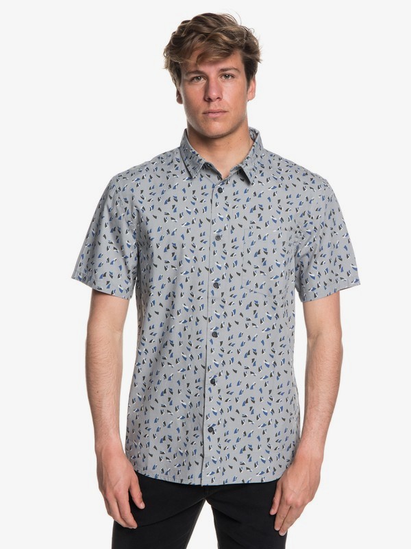 quiksilver, Akan Waters Short Sleeve Shirt, SLEET MECHANICAL DITSY (szp6) 0 Akan Waters Short Sleeve Shirt Grey EQYWT03698 Quiksilver