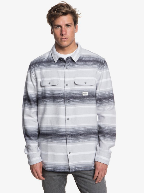 quiksilver, Kanagawa - Long Sleeve Shirt for Men, MICRO CHIP HEAVY FLANNEL STRIP (szh3) 0 Kanagawa - Long Sleeve Shirt for Men Grey EQYWT03701 Quiksilver