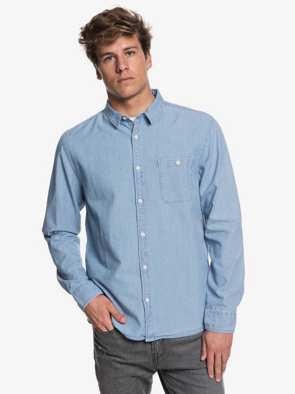 quiksilver, Chambray - Chemise à manches longues pour Homme, USED (byl0) 0 Chambray - Chemise à manches longues pour Homme Bleu EQYWT03703 Quiksilver