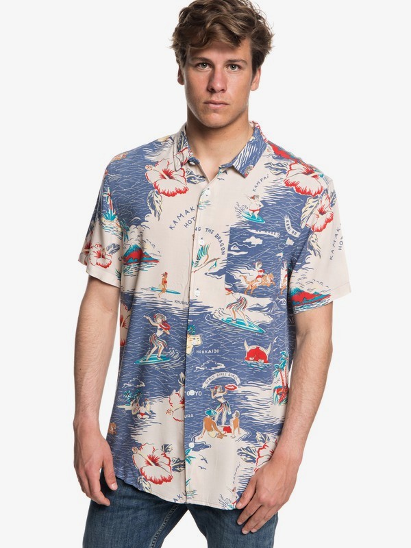 quiksilver, Banzai Camp Tee, BIJOU BLUE VARIABLE CAMP (bng6) 0 Banzai Camp Tee Blue EQYWT03709 Quiksilver