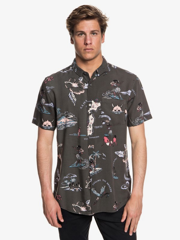 quiksilver, Banzai Camp Tee, TARMAC VARIABLE CAMP (kta6) 0 Banzai Camp Tee Black EQYWT03709 Quiksilver