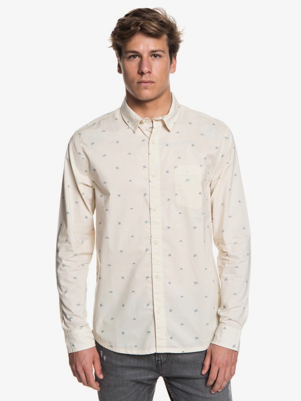 quiksilver, Fuji Mini Motif Long Sleeve Shirt, BIRCH FUJI MINI MO (wdw6) 0 Fuji Mini Motif Long Sleeve Shirt White EQYWT03716 Quiksilver