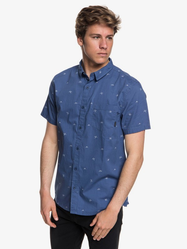 quiksilver, Fuji Mini Motif Short Sleeve Shirt, BIJOU BLUE FUJI MINI MO (bng6) 0 Fuji Mini Motif Short Sleeve Shirt Blue EQYWT03717 Quiksilver