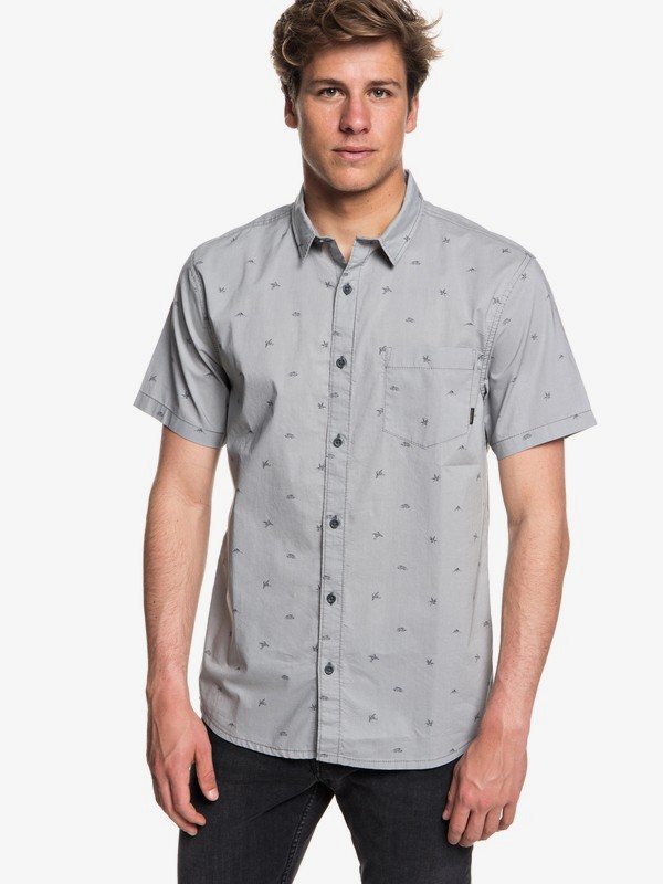 quiksilver, Fuji Mini Motif Short Sleeve Shirt, SLEET FUJI MINI MO (szp6) 0 Fuji Mini Motif Short Sleeve Shirt Grey EQYWT03717 Quiksilver