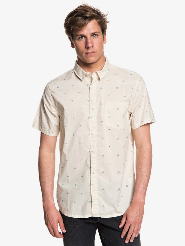 quiksilver, Fuji Mini Motif Short Sleeve Shirt, BIRCH FUJI MINI MO (wdw6) 0 Fuji Mini Motif Short Sleeve Shirt White EQYWT03717 Quiksilver