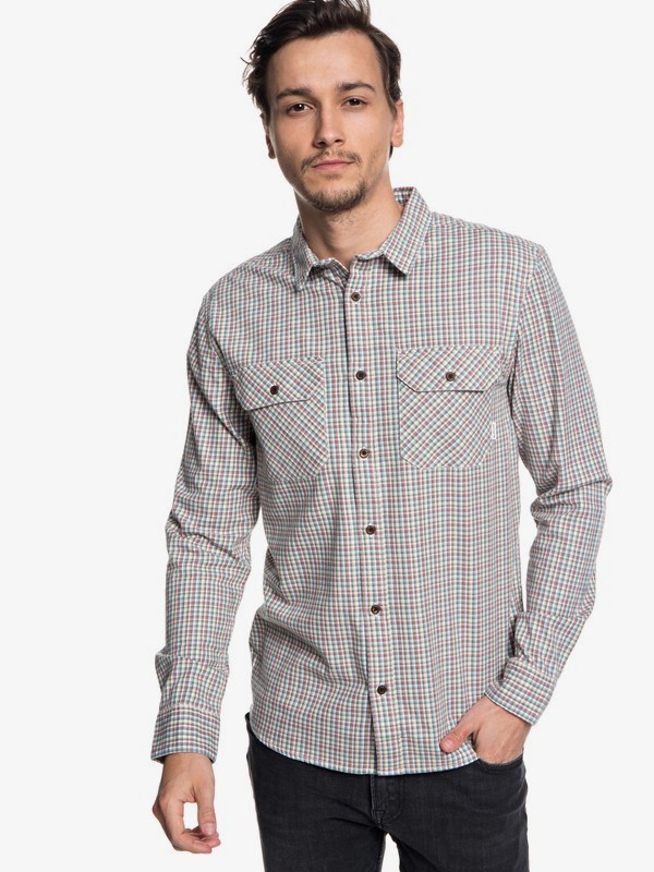 quiksilver, Fuji View Flannel Long Sleeve Shirt, DARK FOREST FUJI VIEW (csn1) 0 Fuji View Flannel Long Sleeve Shirt Brown EQYWT03719 Quiksilver