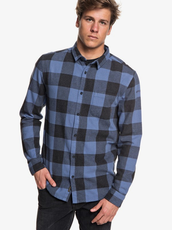 quiksilver, Motherfly Flannel - Camisa de manga larga para Hombre, BIJOU BLUE MOTHERFLY CHECK (bng1) 0 Motherfly Flannel - Camisa de manga larga para Hombre Azul EQYWT03728 Quiksilver