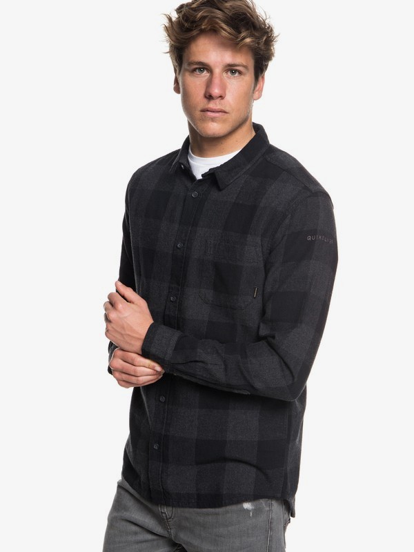 quiksilver, Motherfly Flannel Long Sleeve Shirt, BLACK MOTHERFLY CHECK (kvj1) 0 Motherfly Flannel Long Sleeve Shirt Black EQYWT03728 Quiksilver