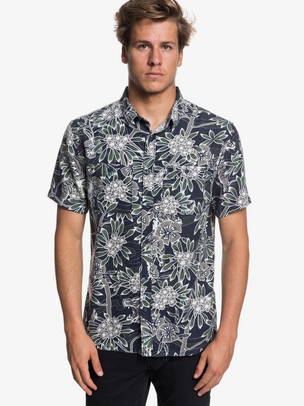 quiksilver, Silent Fury Short Sleeve Shirt, NAVY BLAZER SILENT FURY SS (byj6) 0 Silent Fury Short Sleeve Shirt Blue EQYWT03729 Quiksilver