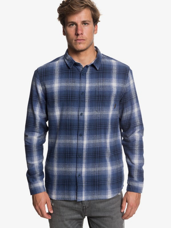 quiksilver, Fatherfly FLannel Long Sleeve Shirt, NAVY BLAZER FATHERFLY CHECK (byj1) 0 Fatherfly FLannel Long Sleeve Shirt Blue EQYWT03730 Quiksilver